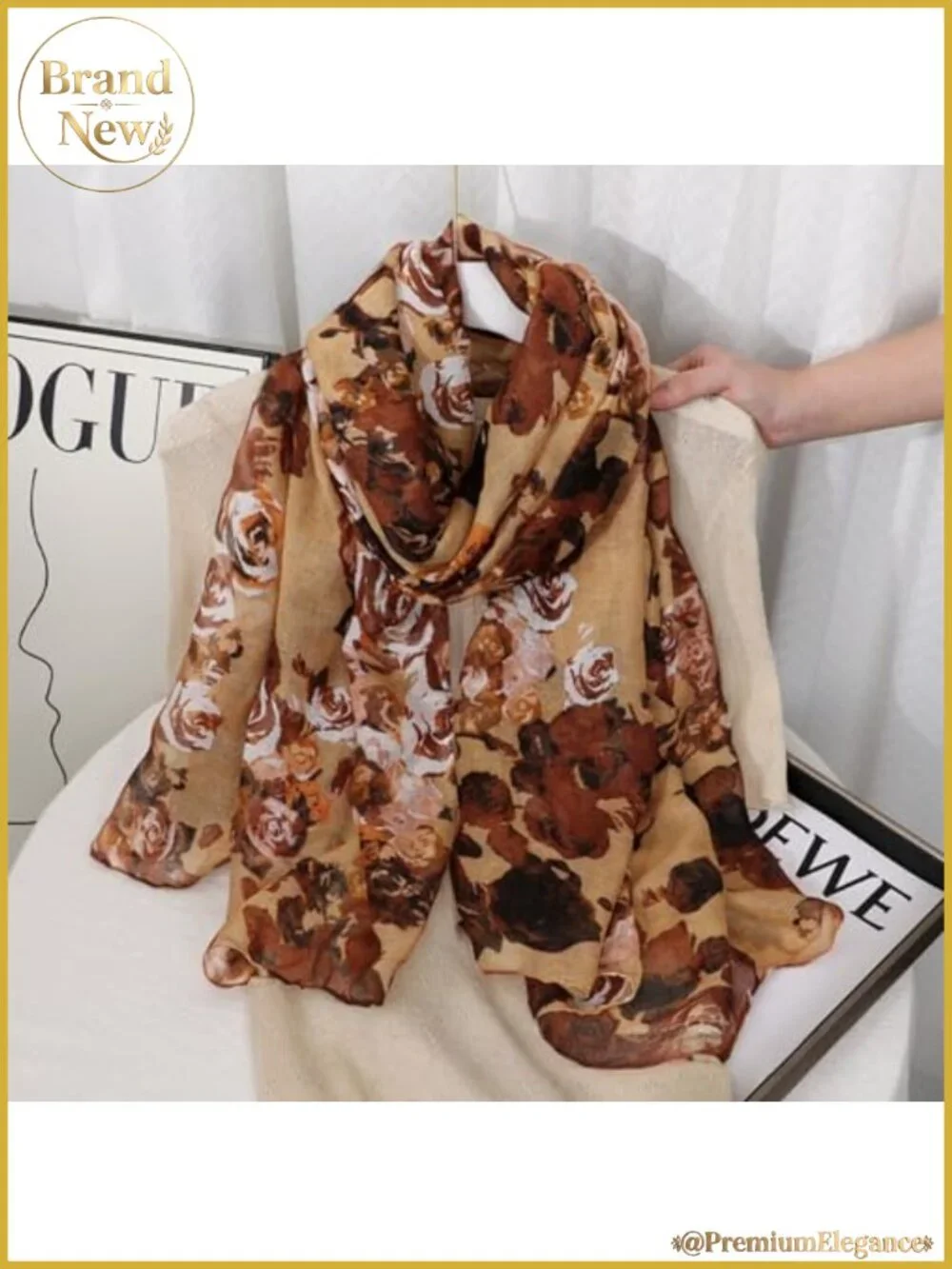 Floral Printed Scarf Lightweight Cotton Polyester Shawl Wrap